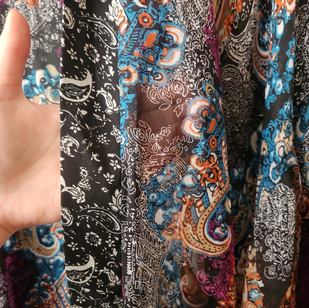 Womens Colorful Paisley Kimono Robe~size One Size - Picture 5 of 5